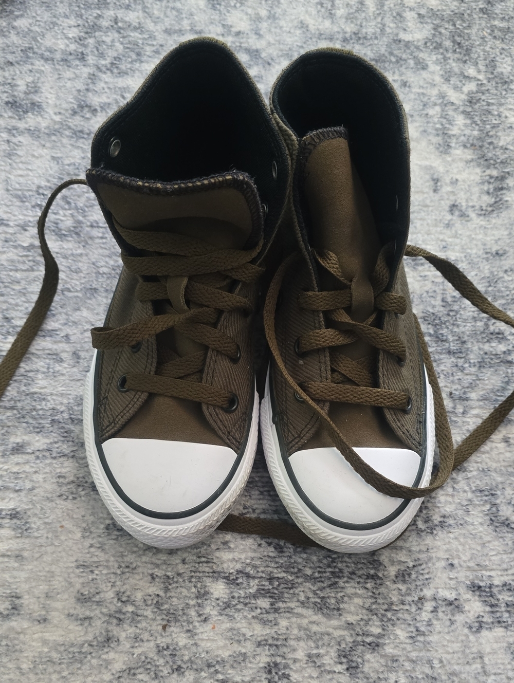 Converse Kids High-Top Sneakers in Olive Green and White